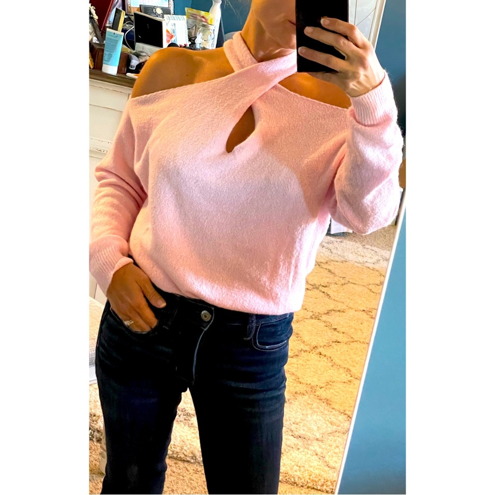 Beautiful Pink Soft Cold Shoulder Sweater